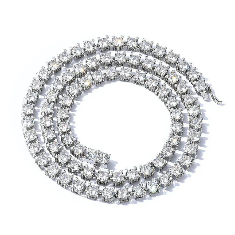 6mm Moissanite Tennis Chain – Custom S925 Sterling Silver Iced-Out Hip Hop Men’s Luxury Streetwear Necklace - CaratixJewelry