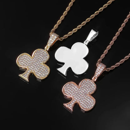 Iced Out Plum Blossom Pendant Necklace Zircon Gold Chain Rapper Style | Caratix Jewelry - CaratixJewelry