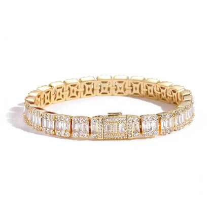 8mm Square Tennis Chain Bracelet with Mixed Zircon and Flip Clasp for Men | Caratix Jewelry - CaratixJewelry