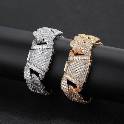 24mm Iced Out Bubble Cuban Bracelet T-Cut Zircon Hip Hop Jewelry - CaratixJewelry