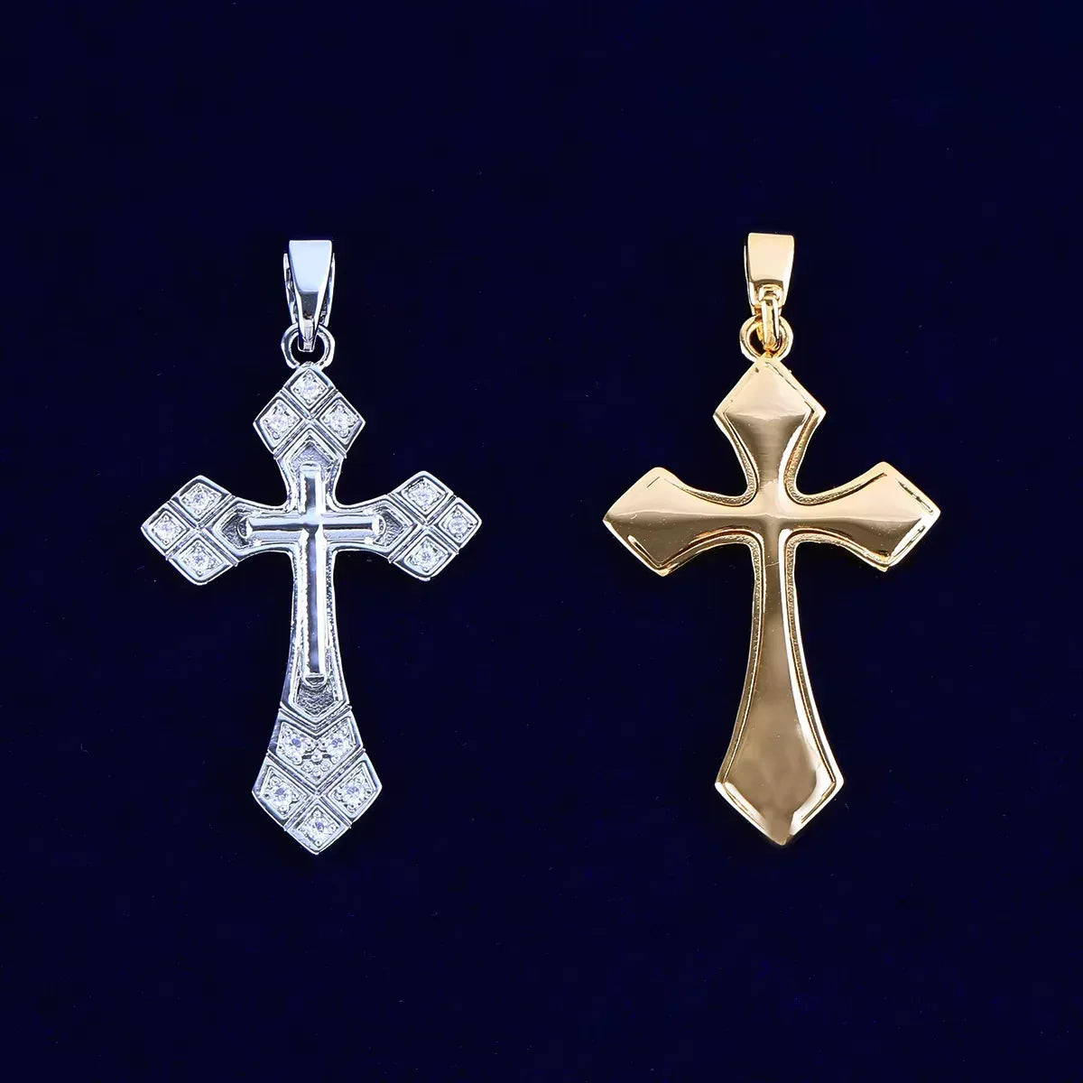 Iced Out Arrowhead Cross Pendant | Women's Sharp Pointed Necklace | Edgy Geometric Faith Jewelry | Premium Copper CZ Warrior Charm | Caratix - CaratixJewelry
