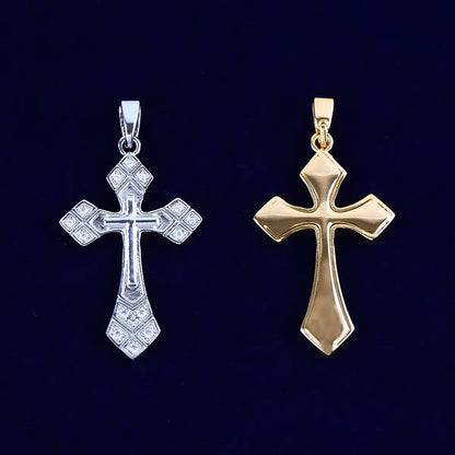 Iced Out Arrowhead Cross Pendant | Women's Sharp Pointed Necklace | Edgy Geometric Faith Jewelry | Premium Copper CZ Warrior Charm | Caratix - CaratixJewelry