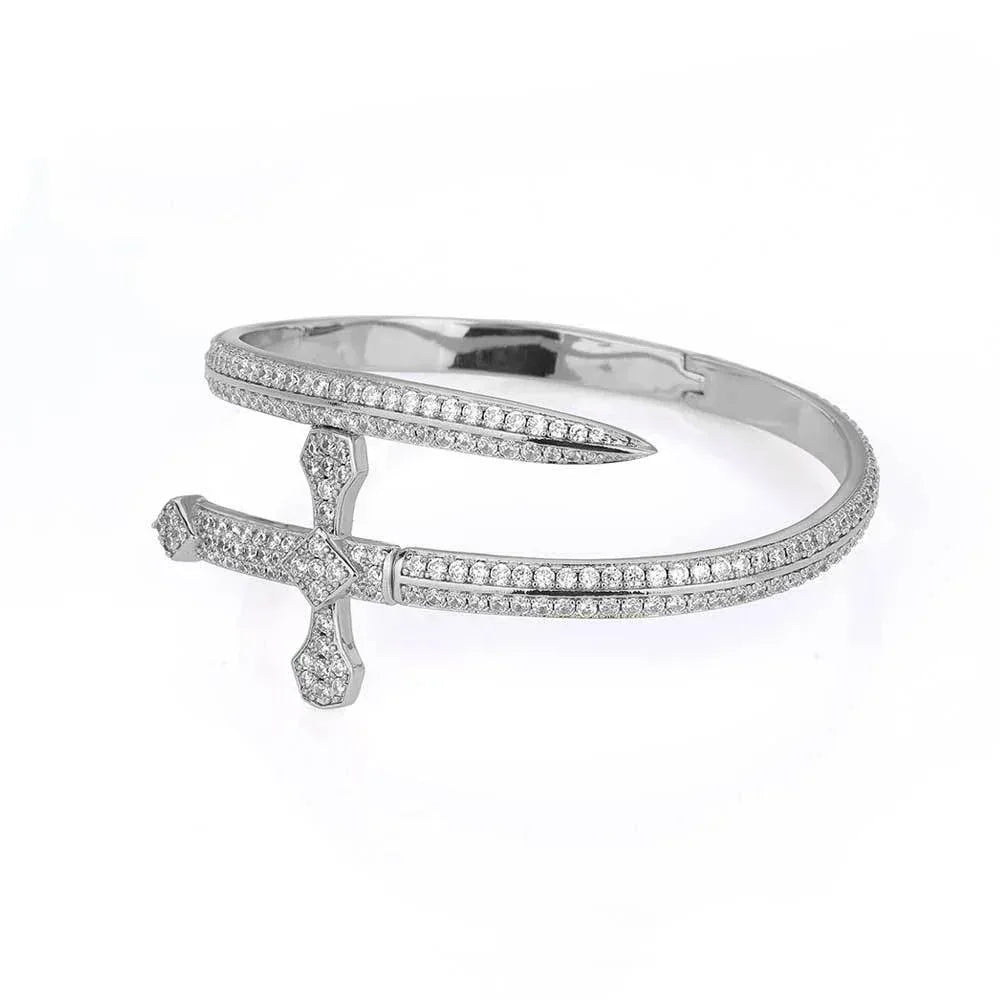 Justice Sword Cross Bracelet with Zircon Stones for Men | High-End Hip Hop Jewelry | Caratix Jewelry - CaratixJewelry