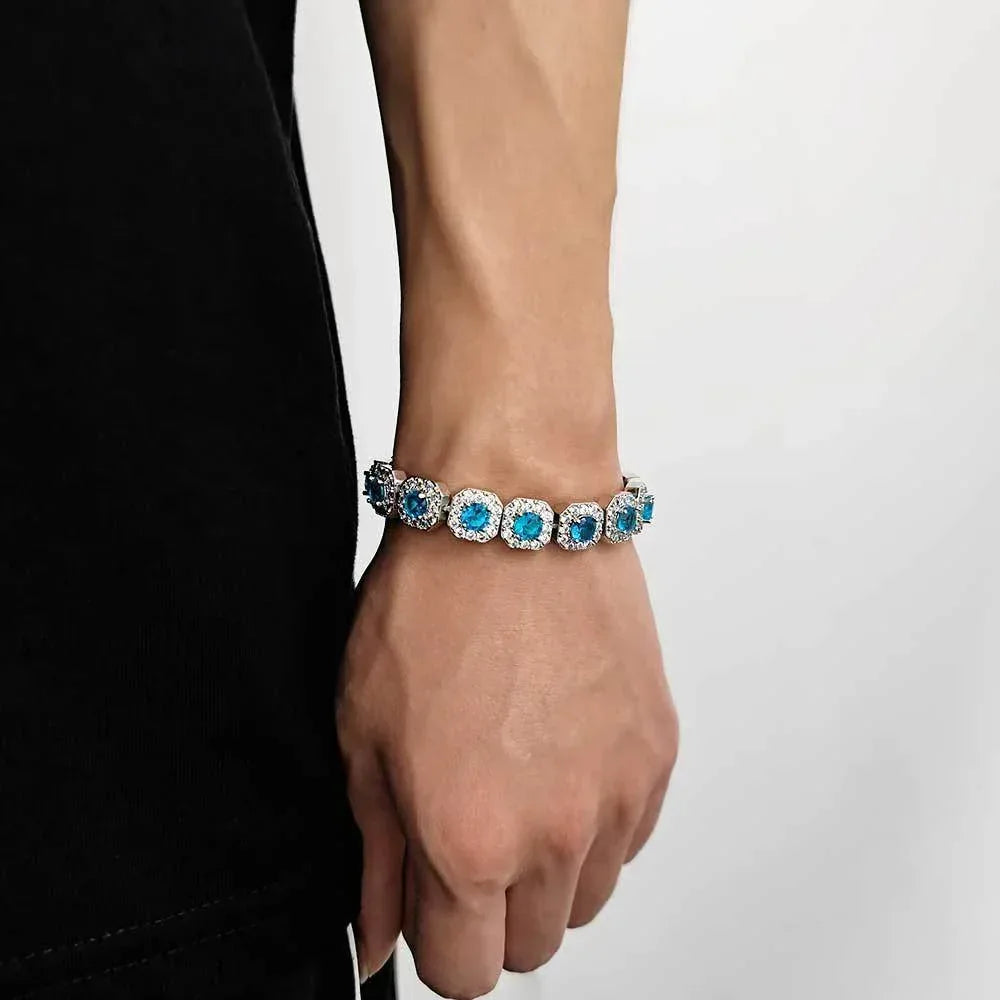 12mm Iced Out Candy Cuban Bracelet Colorful Zircon Hip Hop Jewelry for Men | Caratix Jewelry - CaratixJewelry
