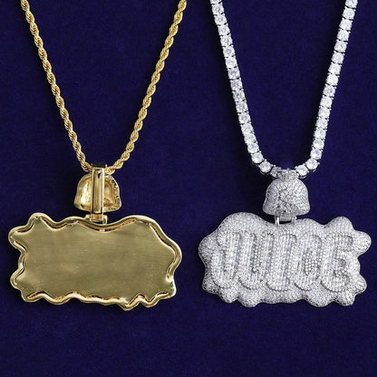Iced Out "JUICE" Letter Pendant | Men's Real Copper CZ Necklace | 3D Bubble Letter Hip Hop Bling | Luxury Power & Influence Statement | Caratix - CaratixJewelry