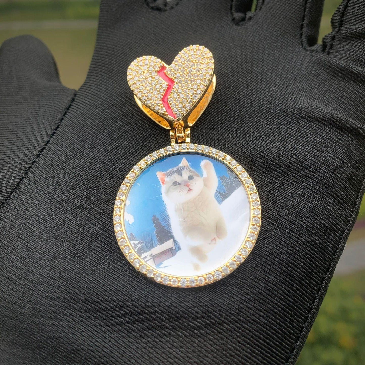 Epoxy Photo Pendant Necklace | Iced Out CZ Custom Picture Hip Hop DIY Jewelry - CaratixJewelry