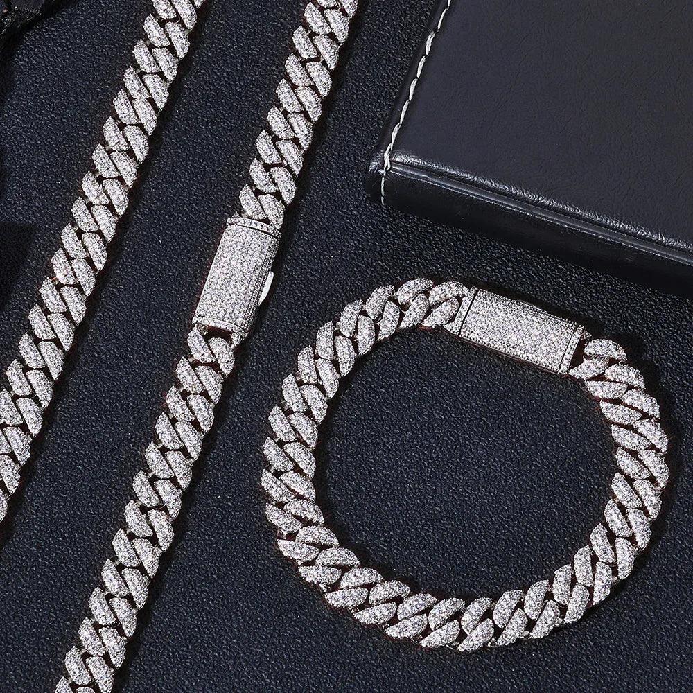 Custom 10mm Triple Row Cuban Chain Bracelet - CaratixJewelry