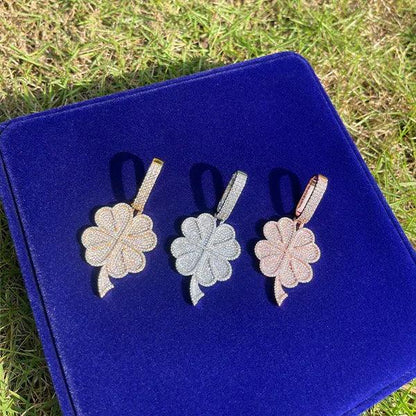 Iced Out Floral Petal Necklace | Men's & Women's Premium CZ Hip Hop Jewelry - CaratixJewelry