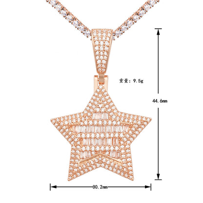 Iced Out Star Pendant | Men's Gold Plated Hip Hop Star Charm | Caratix