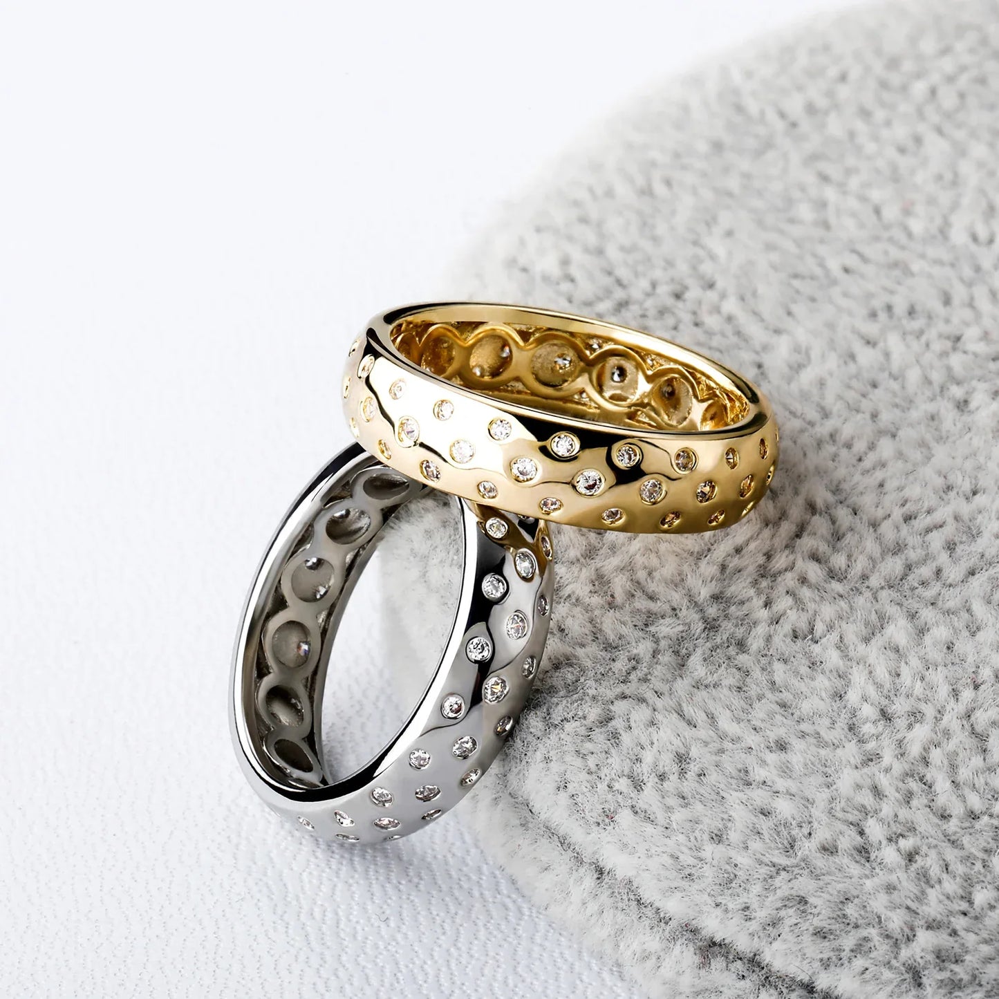 Minimalist Stardust Pave Ring | Elegant Star-Set Zirconia Band | Caratix