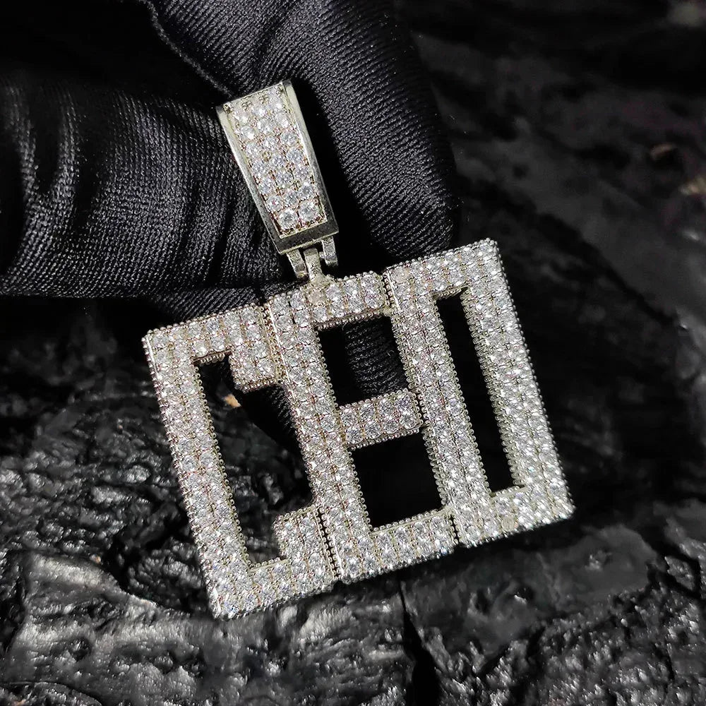 Custom Letter Pendant Necklace with Copper Frame and Zircon Stones for Men | Caratix Jewelry - CaratixJewelry