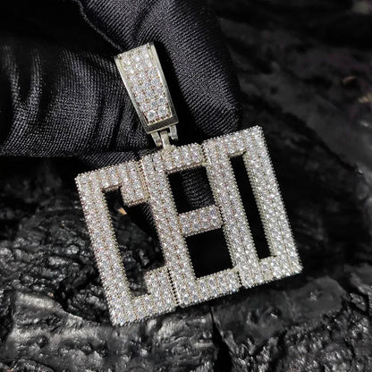 Custom Letter Pendant Necklace with Copper Frame and Zircon Stones for Men | Caratix Jewelry - CaratixJewelry