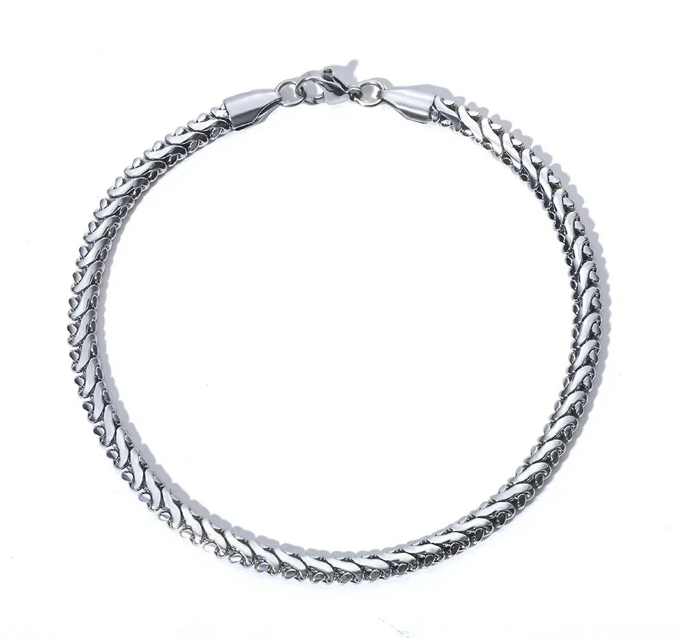 4mm Polished Cuban Link Stainless Steel Bracelet Rapper Iced Out Chain Style for Men | Caratix Jewelry - CaratixJewelry