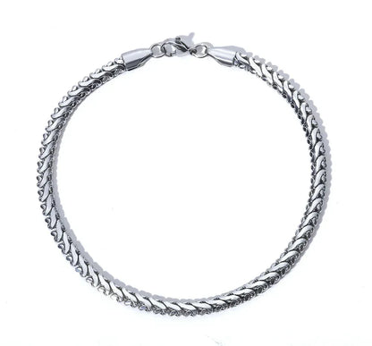 4mm Polished Cuban Link Stainless Steel Bracelet Rapper Iced Out Chain Style for Men | Caratix Jewelry - CaratixJewelry