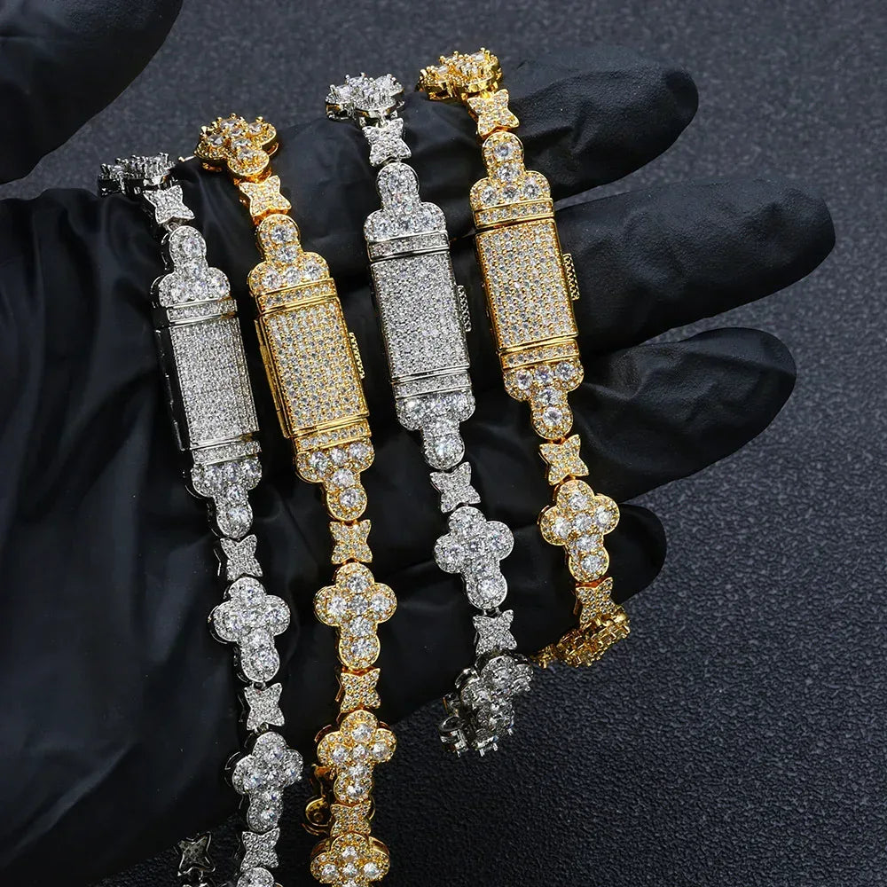 Cross Star Chain Zircon Bracelet Luxury Hip Hop Jewelry for Men & Women | Caratix Jewelry - CaratixJewelry