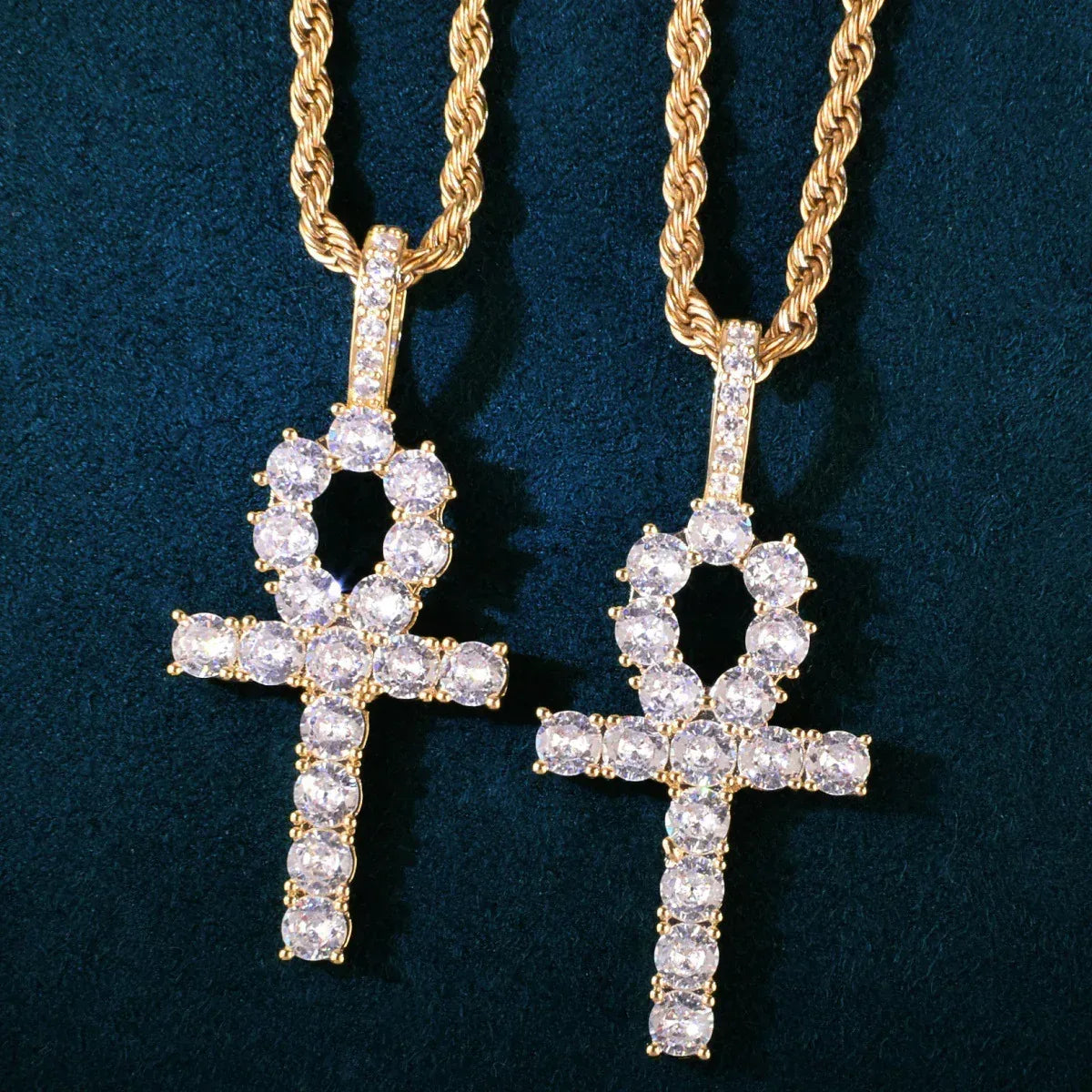 CZ Ankh Cross Pendant Necklace | Men’s Streetwear Jewelry - CaratixJewelry