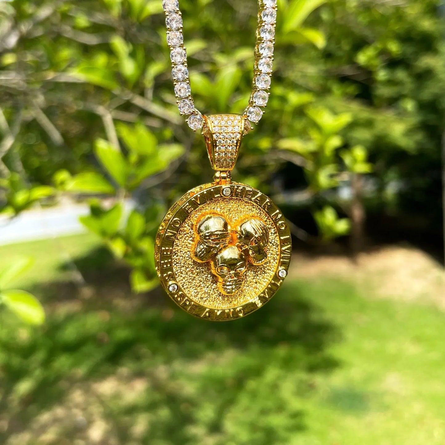 Men's Hardcore Hip Hop Necklace | Premium Copper CZ Skeleton Jewelry - CaratixJewelry