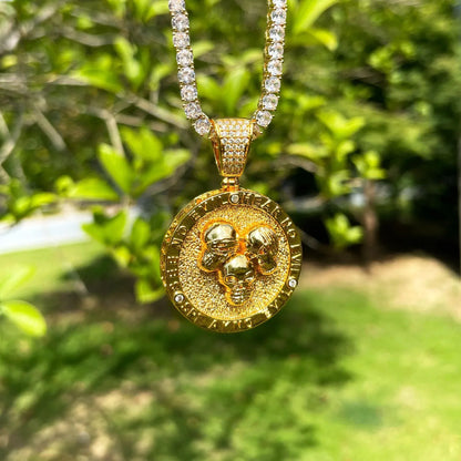 Men's Hardcore Hip Hop Necklace | Premium Copper CZ Skeleton Jewelry - CaratixJewelry