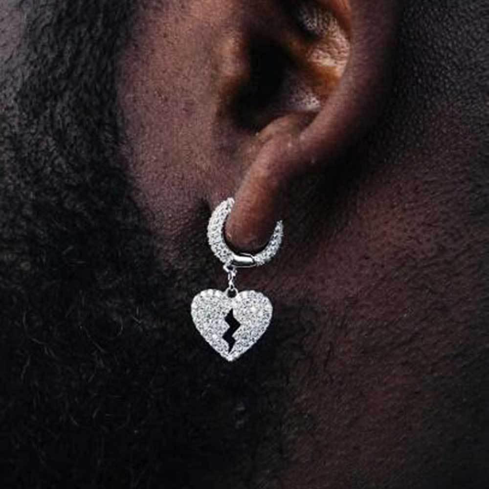 DIY Heartbreak Earrings with Micro-Pave Zircon Stones for Men | Trendy Hip Hop Jewelry | Caratix Jewelry - CaratixJewelry