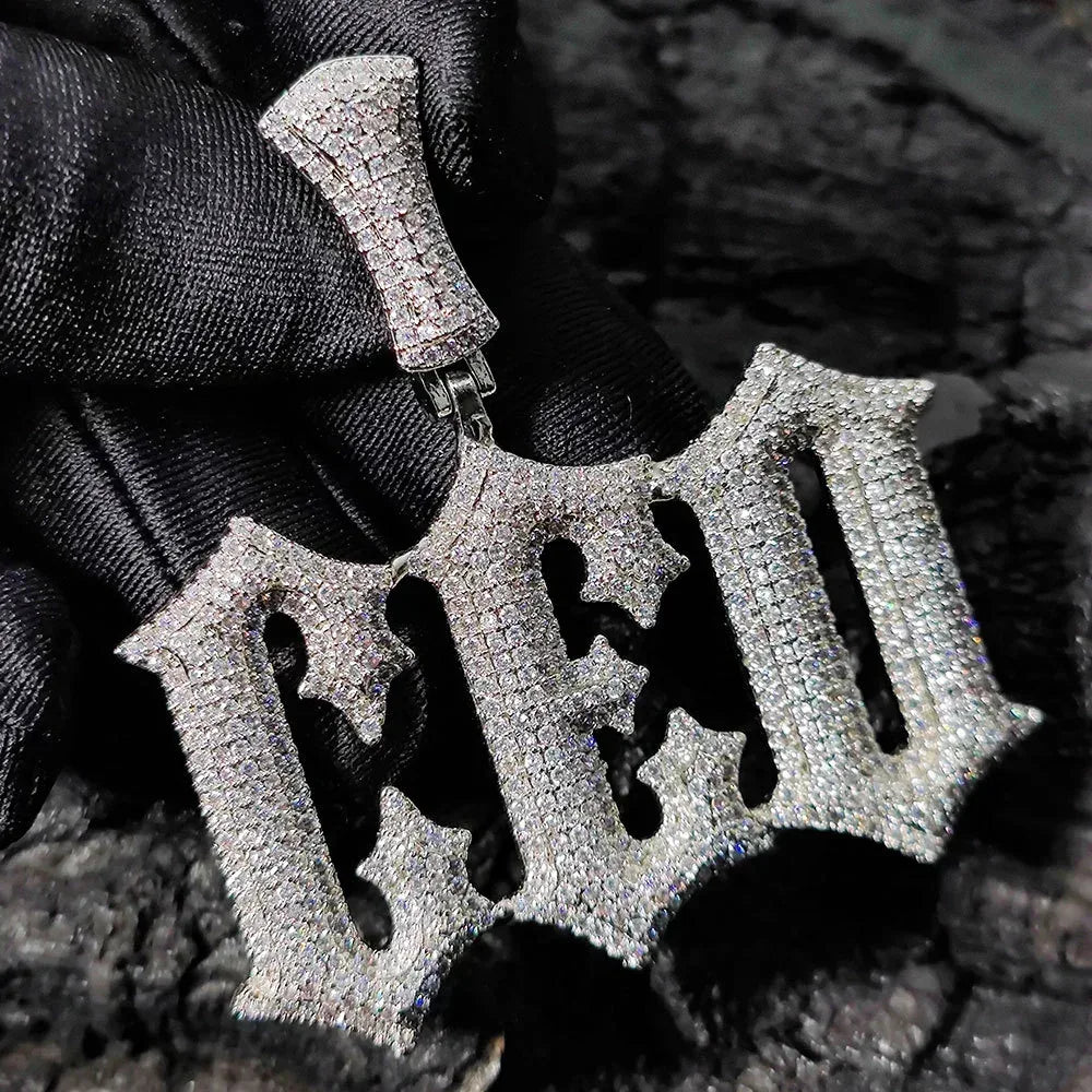 Custom Spiked Letter Pendant Necklace with Zircon Stones for Men | Caratix Jewelry - CaratixJewelry