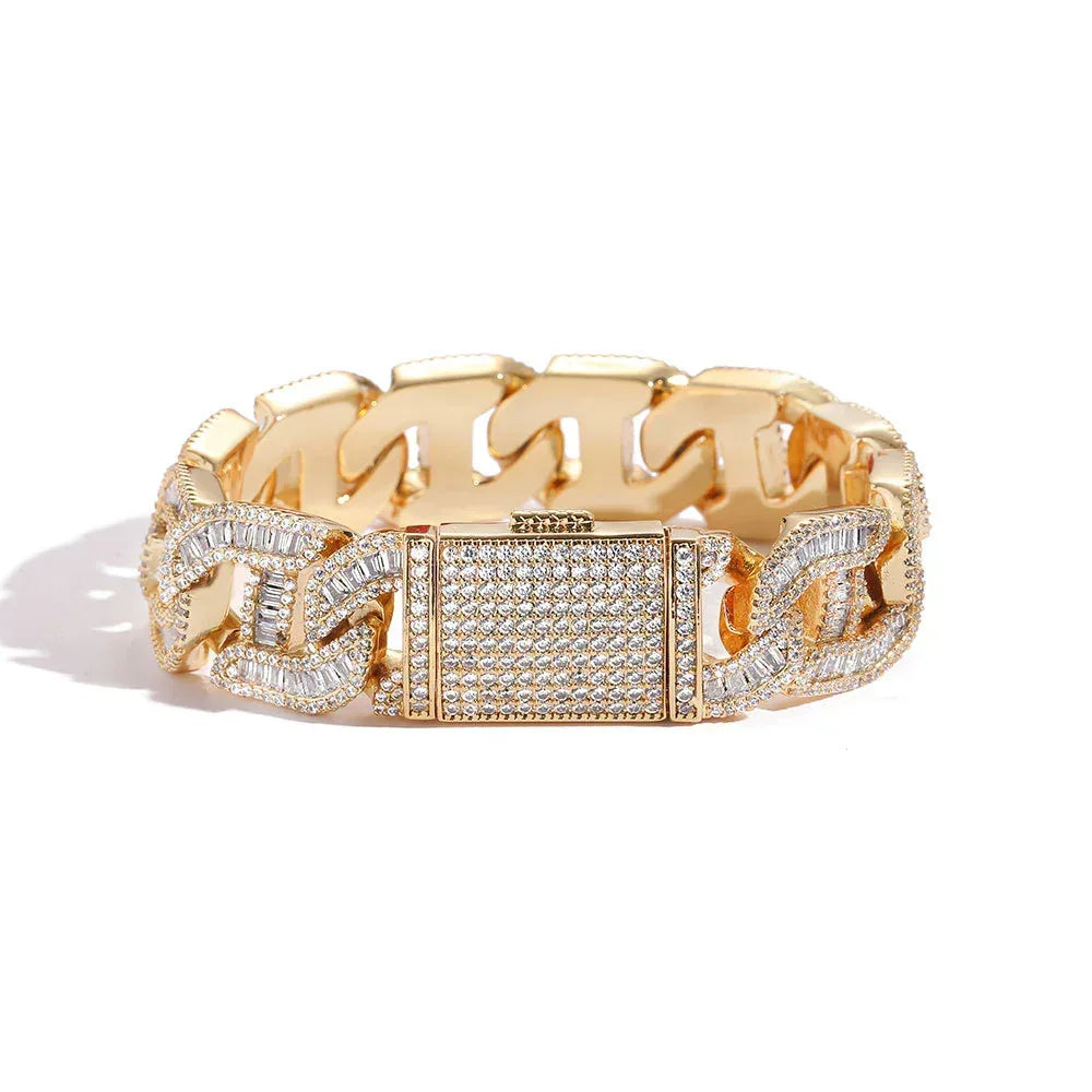 16mm T-Shaped Zircon Cuban Link Bracelet - CaratixJewelry