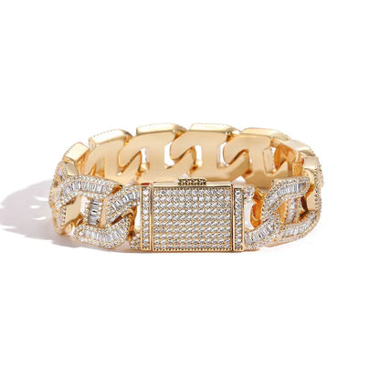 16mm T-Shaped Zircon Cuban Link Bracelet - CaratixJewelry