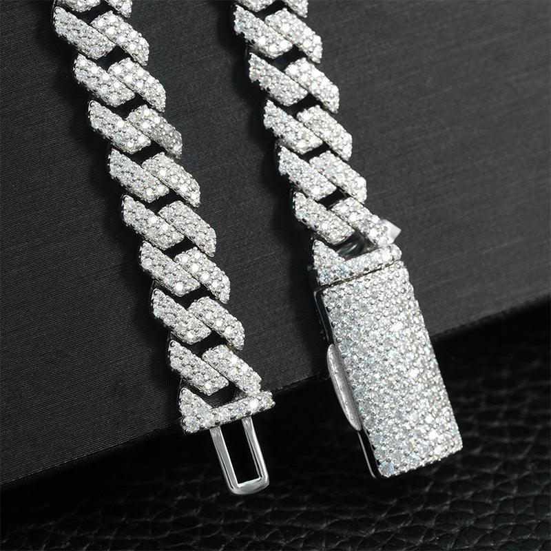 8mm Double-Row Moissanite Cuban Link Necklace | S925 Silver Hip Hop Jewelry - CaratixJewelry