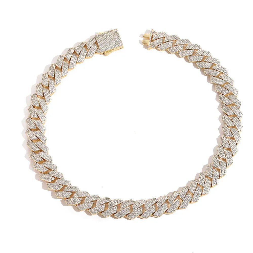 19mm 4-Row Full Zircon Iced Out Cuban Chain Necklace - CaratixJewelry