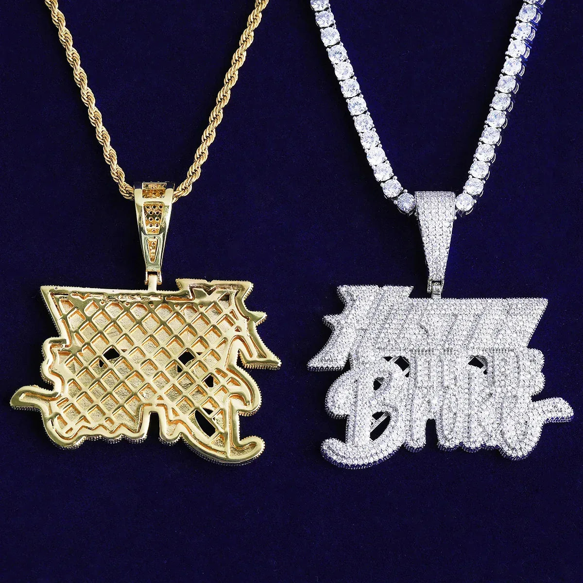 Iced Out "Hustle or Broke" Pendant | Men's Motivational Statement Necklace - CaratixJewelry