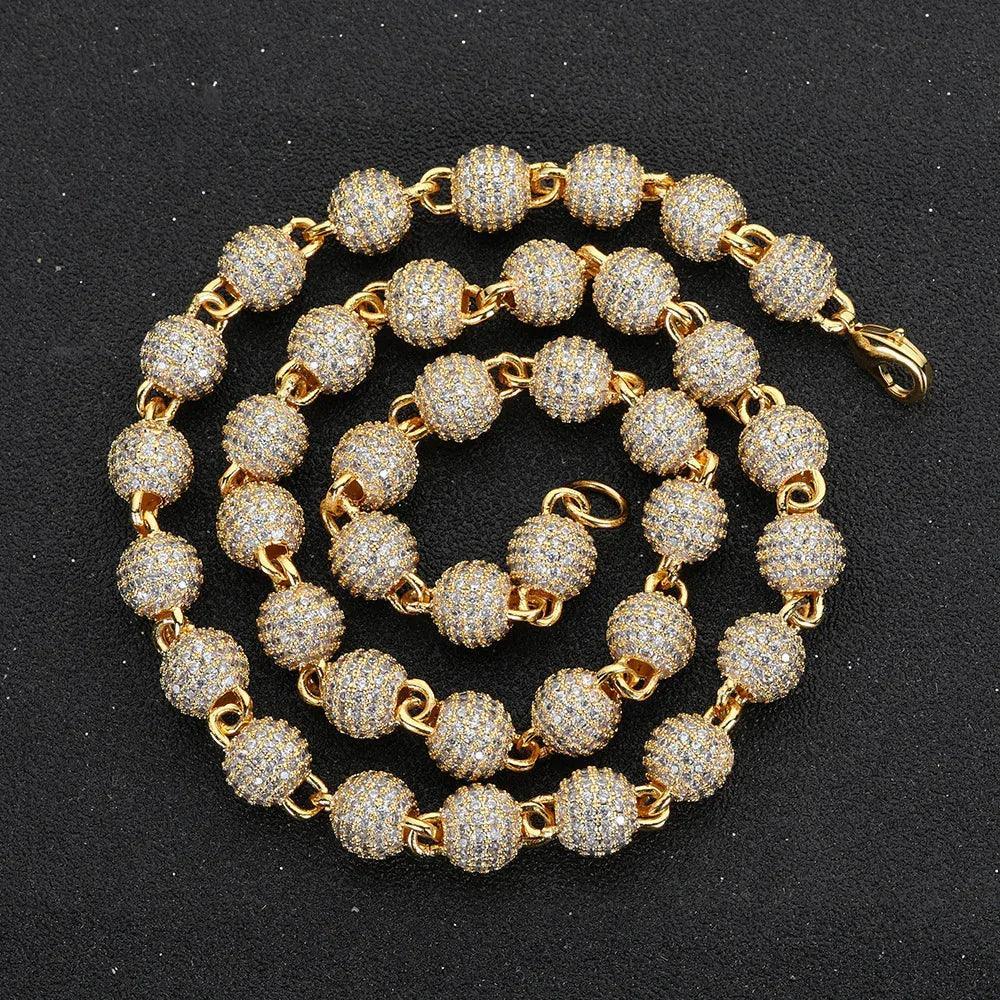 8mm Iced Out Bead Chain Zircon Hip Hop Necklace | Caratix Jewelry - CaratixJewelry