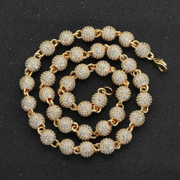 8mm Iced Out Bead Chain Zircon Hip Hop Necklace | Caratix Jewelry - CaratixJewelry