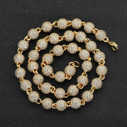 8mm Iced Out Bead Chain Necklace Zircon Rapper Chain Style for Men | Caratix Jewelry - CaratixJewelry