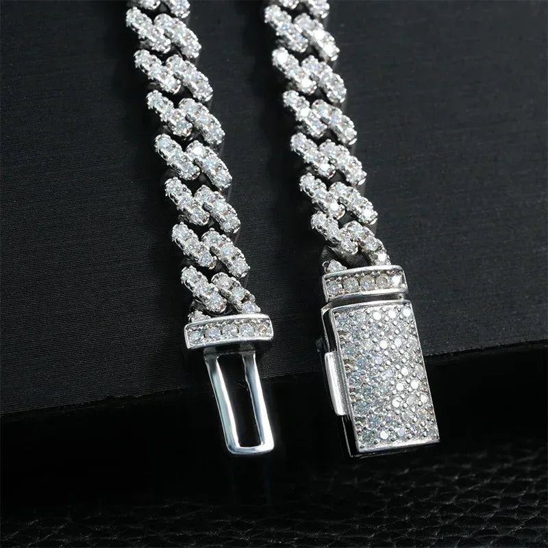 6mm Iced-Out Moissanite Cuban Link Chain – S925 Sterling Silver -Cut Hip Hop Streetwear Necklace - CaratixJewelry