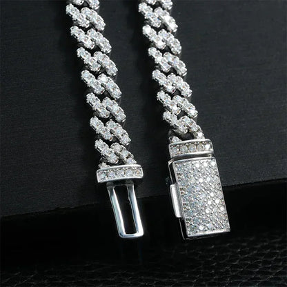 6mm Iced-Out Moissanite Cuban Link Chain – S925 Sterling Silver -Cut Hip Hop Streetwear Necklace - CaratixJewelry