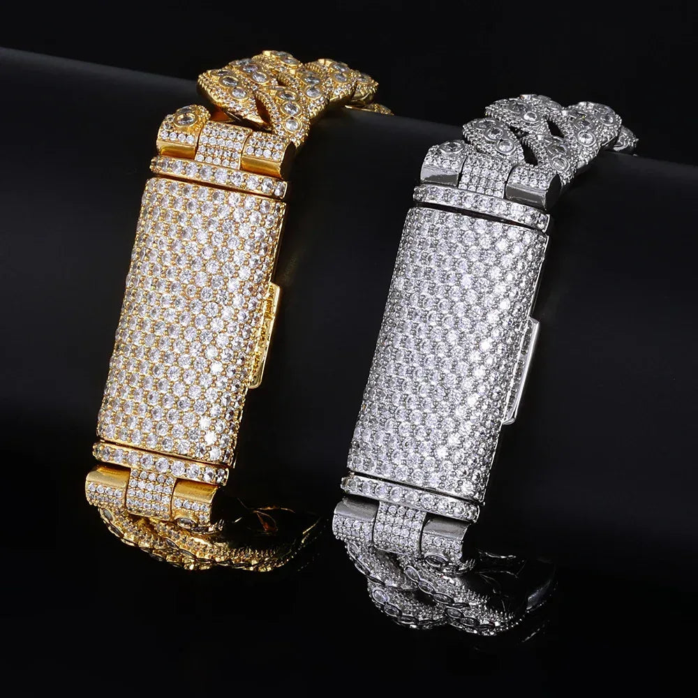 18mm Flip Clasp Full Cuban Link Necklace Hip Hop Bling Jewelry for Men | Caratix Jewelry - CaratixJewelry