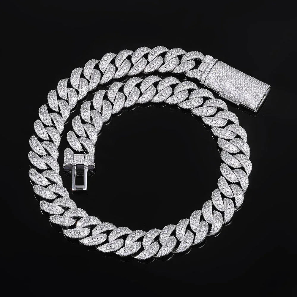 18mm Flip Clasp Full Cuban Link Necklace Hip Hop Bling Jewelry for Men | Caratix Jewelry - CaratixJewelry