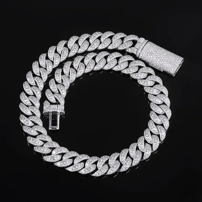 18mm Flip Clasp Full Cuban Link Necklace Hip Hop Bling Jewelry for Men | Caratix Jewelry - CaratixJewelry
