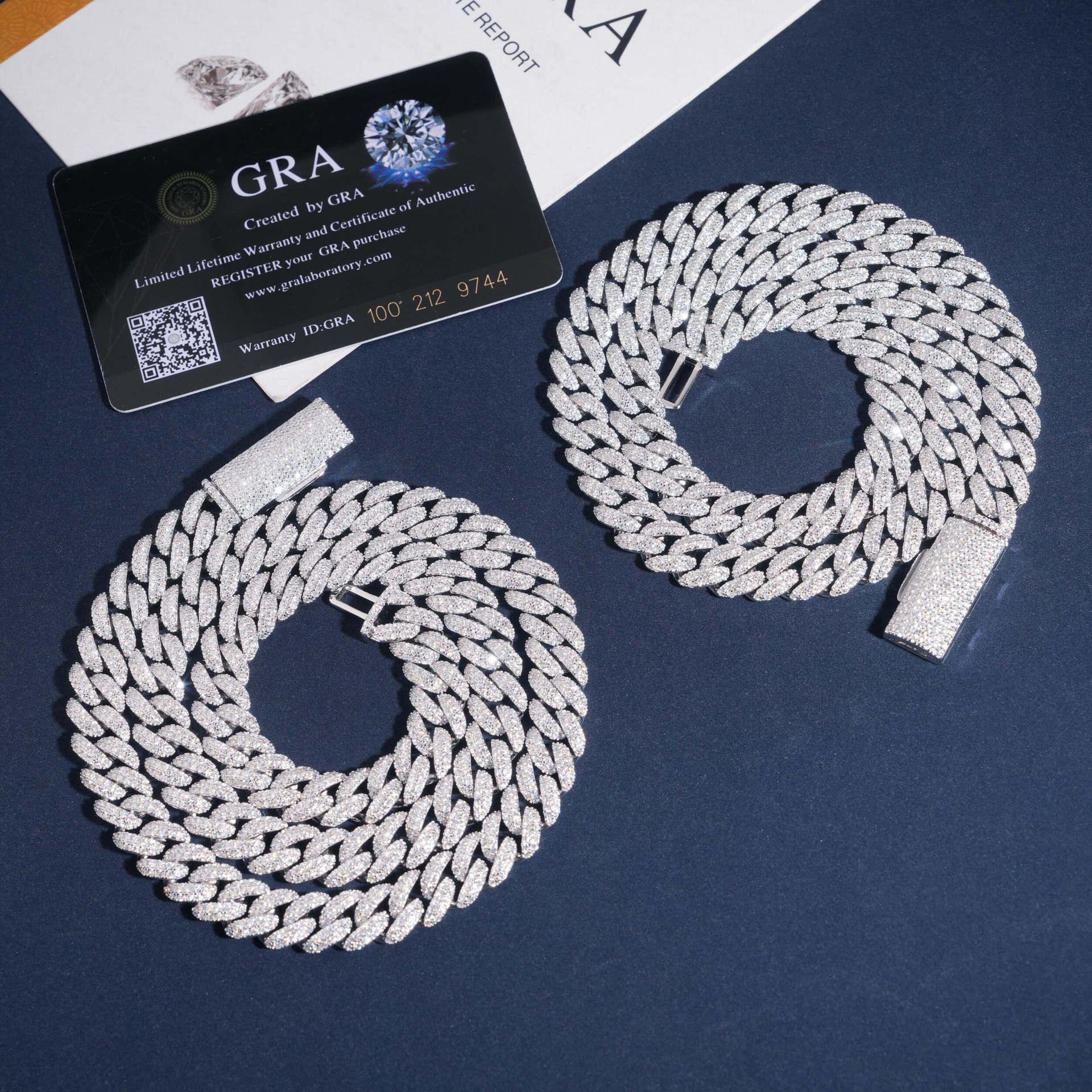 10mm Crescent Moissanite Cuban Link Chain – S925 Sterling Silver Iced-Out Hip Hop Streetwear Necklace - CaratixJewelry