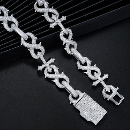 16mm Moissanite Figure-Eight Cuban Link | S925 Silver Men’s Iced Out Chain - CaratixJewelry