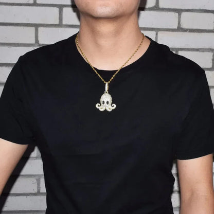 Men's Kraken Sea Monster Necklace | Premium Copper CZ Marine Jewelry Caratix - CaratixJewelry