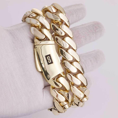 20mm Polished Cuban Link Necklace Gold Chain Rapper Style for Men | Caratix Jewelry - CaratixJewelry