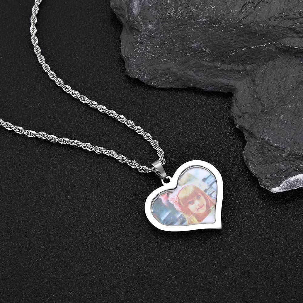 Custom DIY Stainless Steel Heart Photo Pendant Necklace for Men | Caratix Jewelry - CaratixJewelry