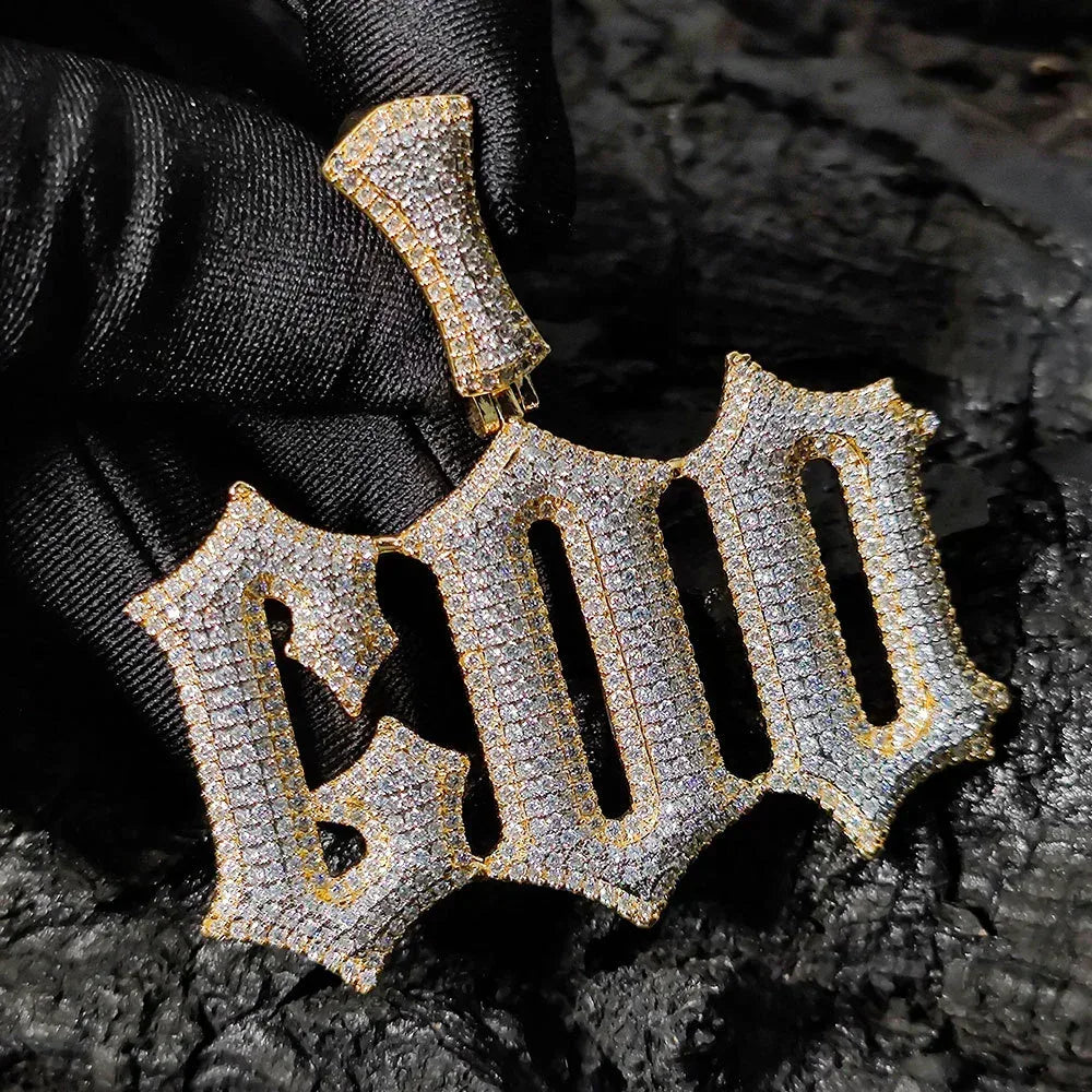 Custom Spiked Letter Pendant Necklace with Zircon Stones for Men | Caratix Jewelry - CaratixJewelry