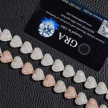 13mm D-Color Moissanite Heart Cuban Link | S925 Silver Jewelry - CaratixJewelry