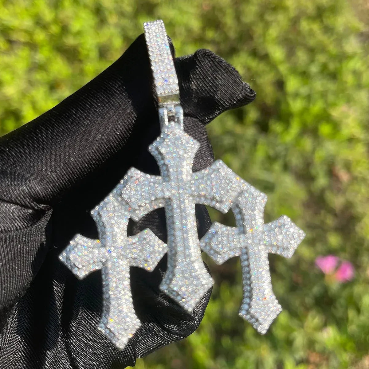 Luxury Oversized Iced Out Cross Pendant for Men | Large Hip Hop Pave CZ Necklace | Heavy Copper Zircon Statement Jewelry | Big Bling Cross | Caratix - CaratixJewelry