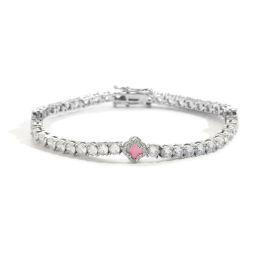 Pink Clover Zircon Tennis Chain | Women's Luxury Pink Hip Hop Bling Choker & Bracelet | Caratix - CaratixJewelry