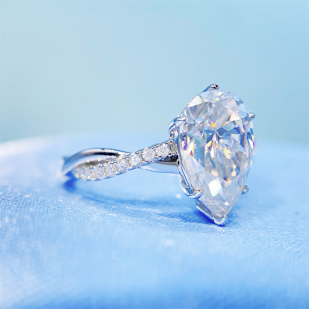 2026 Summer Collection: 3 Carat Pear Cut Moissanite Ring | S925 Silver Teardrop Ring | Caratix