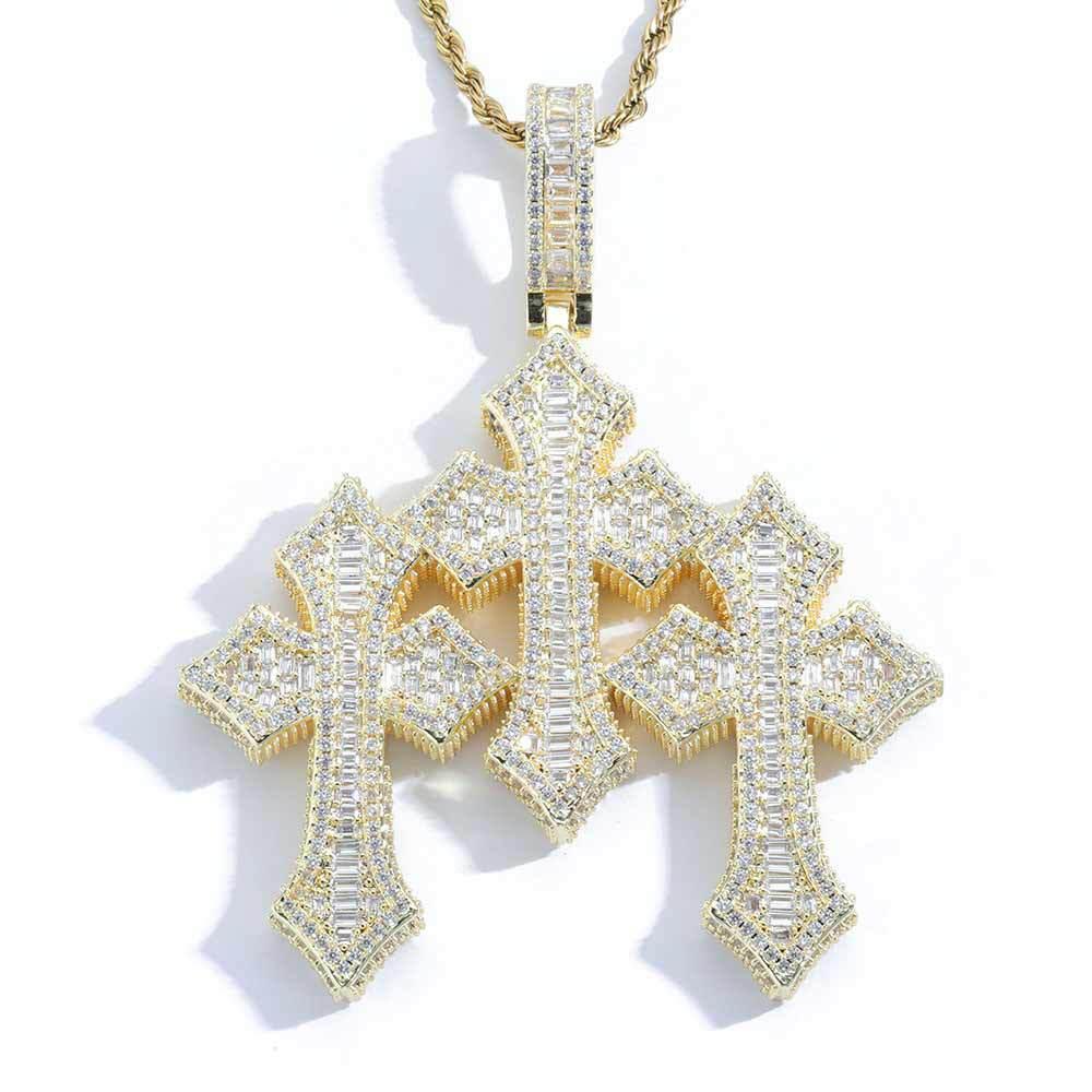 S925 Silver Moissanite Cross Pendant Necklace for Men | Caratix Jewelry - CaratixJewelry