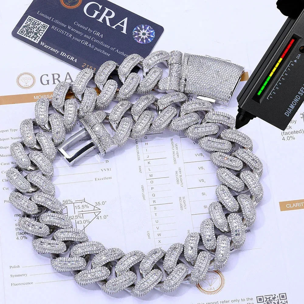 29mm Moissanite Cuban Link Chain – S925 Sterling Silver Iced-Out Hip Hop Men’s Bold Luxury Streetwear Necklace - CaratixJewelry