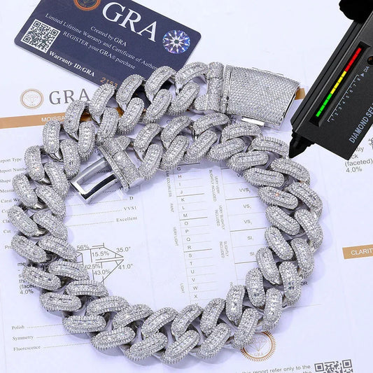 29mm Moissanite Cuban Link Chain – S925 Sterling Silver Iced-Out Hip Hop Men’s Bold Luxury Streetwear Necklace - CaratixJewelry